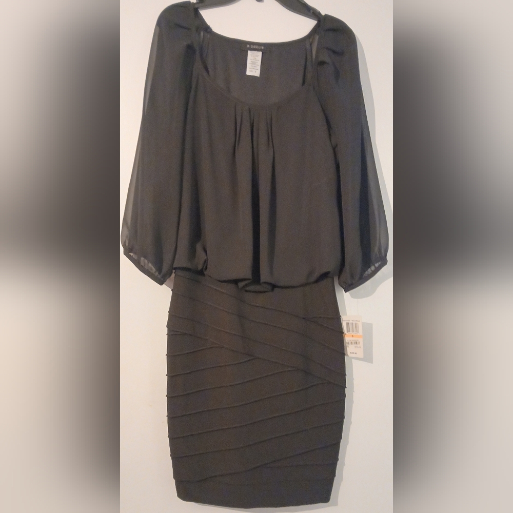 Elegant Black Dress with Sheer Sleeves